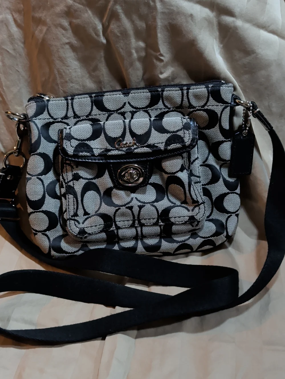 Coach Black and Gray Signature Crossbody Bag